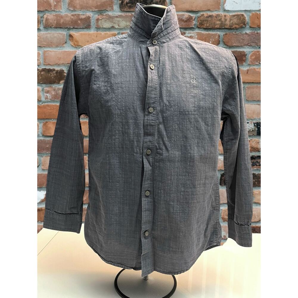 Calvin Klein Jeans Men’s XL Long Sleeve Button-Up Shirt - Charcoal Gray